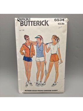 Butterick 6534 Chrissie Evert Tennis Wear Sewing Pattern Misses Size 14 UNCUT